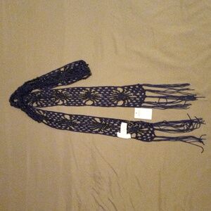 Chico's Charley Skinny Oblong Scarf Carbon Blue BNWT
